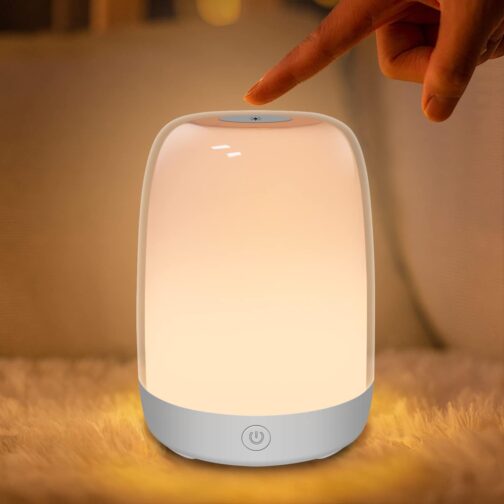 Nursery Night Light for Kids, Baby Night Light with Dimmable Warm Light, 5 Color Changing Light, USB Rechargeable Bedside Night Light Lamp for Breastfeeding, Babies and Toddlers Bedrooms