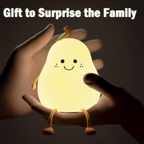 Night Light for Kids, Cute Silicone Nursery Pear Lamp for Baby and Toddler,Fruit NightLight for Boys and Girls,Squishy Night Lamp for Bedroom,Kawaii Bedside Lamp for Kids Room (Pear) - Image 7