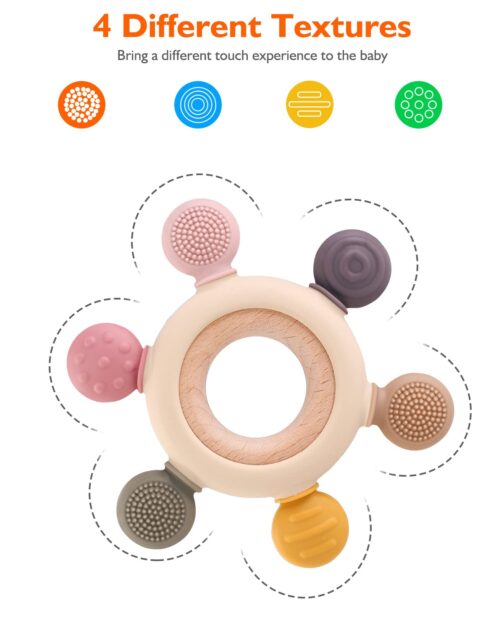 akolik Teething Toys for Babies, Baby Teethers Toy Teething Ring Silicone, Grasping Teething Toy, BPA Free Teething Nursing Accessories for 3+ Months Boy, Girl Toddlers - Image 5