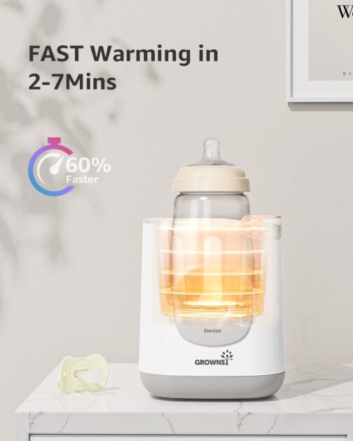 Bottle Warmer, GROWNSY Baby Bottle Warmer Fast for Breastmilk & Formula, Accurate Temperature Control, Milk Warmer for All Bottles with Thaw, Sterilizing, Keep Warm, Heat Food - Image 2