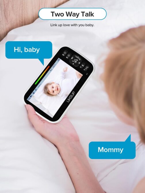 Baby Monitor with 2 Cameras and Audio - 5” Display Video Baby Monitor with 30 Hours Battery Life, Remote Pan & Tilt, 2X Zoom,Auto Night Vision, 2 Way Talk, Temperature Sensor,Lullabies,960 Feet Range - Image 7