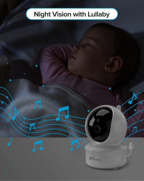 iFamily Baby Monitor with 2 Cameras and Audio - Large 5" Screen with 30Hrs Battery Life - Remote Pan-Tilt-Zoom,No WiFi, Two-Way Audio, Night Vision, Temperature, Lullabies, 960ft Long Range - Image 3