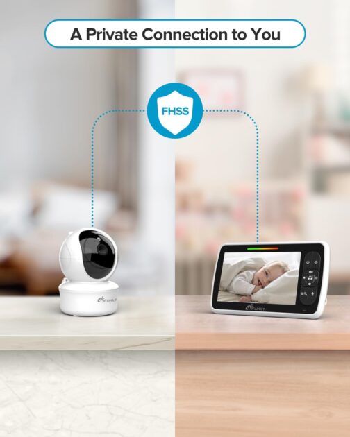 iFamily Baby Monitor with 2 Cameras and Audio - Large 5" Screen with 30Hrs Battery Life - Remote Pan-Tilt-Zoom,No WiFi, Two-Way Audio, Night Vision, Temperature, Lullabies, 960ft Long Range - Image 5