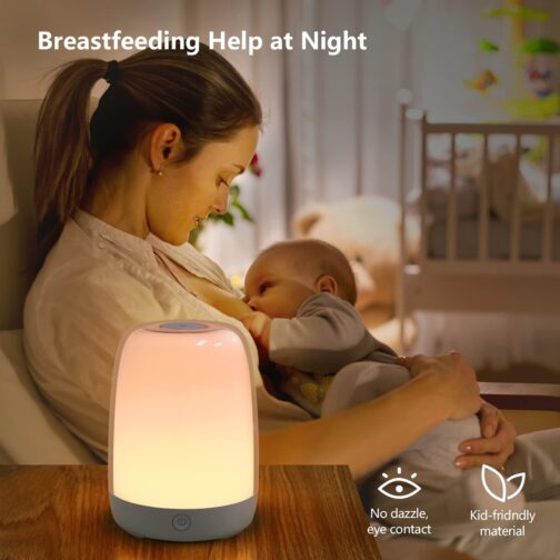 Nursery Night Light for Kids, Baby Night Light with Dimmable Warm Light, 5 Color Changing Light, USB Rechargeable Bedside Night Light Lamp for Breastfeeding, Babies and Toddlers Bedrooms - Image 5