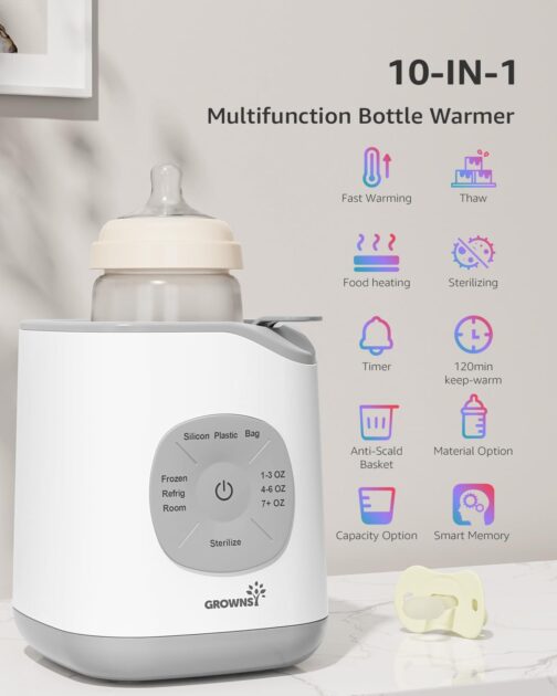 Bottle Warmer, GROWNSY Baby Bottle Warmer Fast for Breastmilk & Formula, Accurate Temperature Control, Milk Warmer for All Bottles with Thaw, Sterilizing, Keep Warm, Heat Food - Image 4