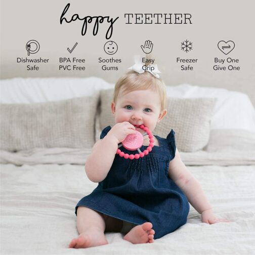 Bella Tunno Happy Teether – Soft & Easy Grip Baby Teether Toy, Silicone Teether Ring to Help Soothe Gums, Non-Toxic and BPA Free, Baby Needs a Minute - Image 4