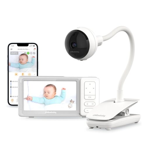 CHILLAX Giraffe Pro Max Baby Monitor – Video Baby Monitor with Full HD 1080p Camera and 5” 720P Video Parent Unit, Privacy Protection Switch, Auto Dimming LED, Gooseneck, 2-way Audio, Night Vision