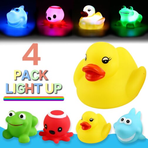 Yeonha Toys Bath Toy, Can Flashing Colourful Light(Big Style 4 Pack), Floating Bath Toy, Light Up Bathtub Water Tub Toy for Pool Shower Bathtime Bathroom Kid Boys Girl Toddler Child Baby Infant - Image 2