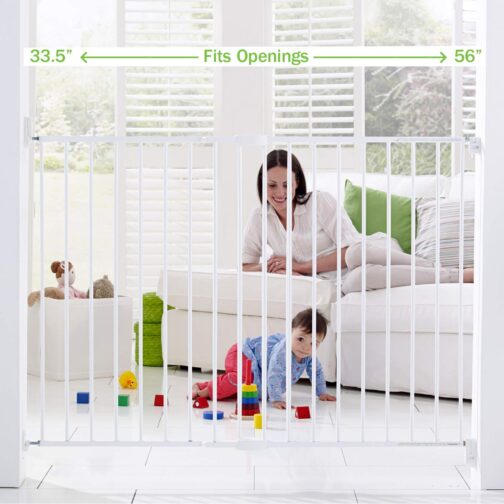 Munchkin® Extending XL™ Tall and Wide Baby Gate, Hardware Mounted Safety Gate for Stairs, Hallways and Doors, Extends 33" - 56" Wide, Metal, White - Image 5