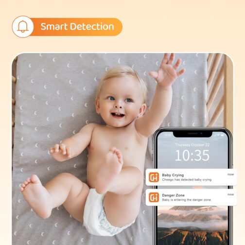 Smart Baby Monitor with Camera and Audio including 32GB TF Card,2K HD Secure WiFi Smartphone Baby Monitors with App, 2-Way Talk, Super Night Vision, Humidity & Temperature Sensor, Cry Detection - Image 5