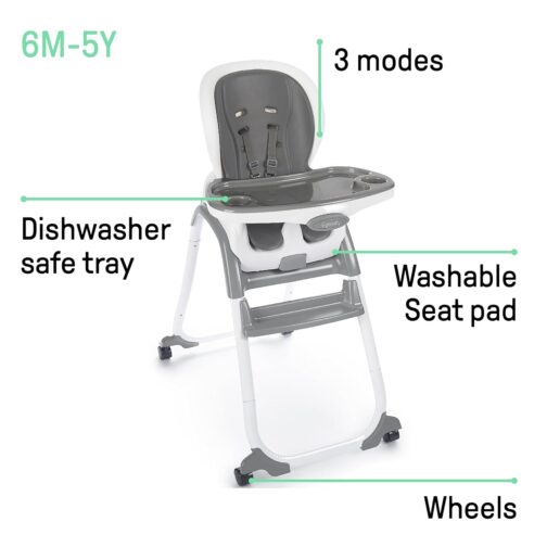 Ingenuity SmartClean Trio Elite 3-in-1 Convertible Baby High Chair, Toddler Chair, and Dining Booster Seat, For Ages 6 Months and Up, Unisex - Slate - Image 3