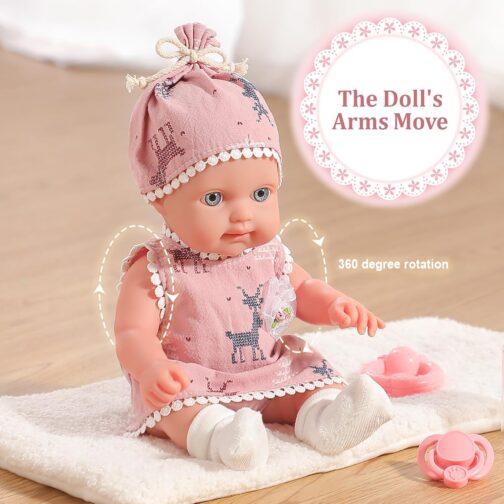 12in Baby Doll Toys for 2 + Year Old Girl Gift Box with delicately Dressed Doll Bottle Rattle Pacifier and a Blanket - Image 3