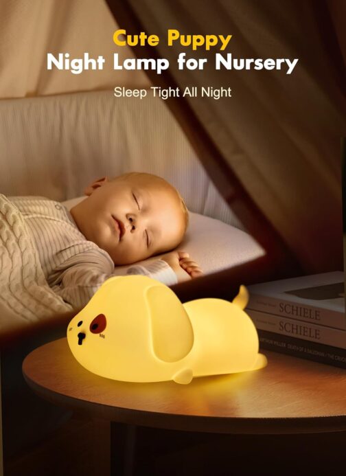 Minetom Night Light for Kids, Cute Silicone Puppy Night Light with 2 Levels of Brightness, 7 Colors Kawaii Touch Lamp for Bedroom, Girls and Boys, Toddler, Nursery, Baby Gifts, Rechargeable - Image 6