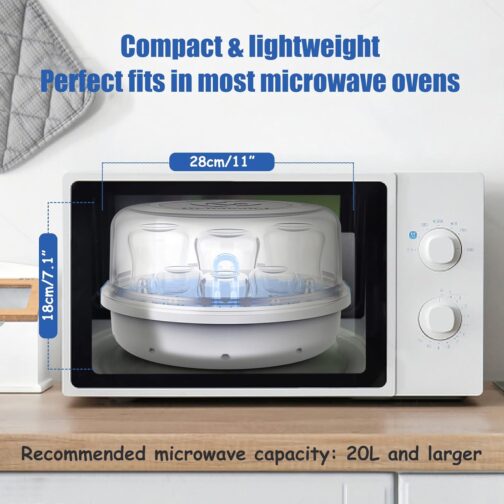 Bellababy Baby Bottle sterilizer Microwave Steam Sterilizer for Baby Bottles, Pacifier, Breast Pumps Accessories, Large Capacity, 99.99% Disinfection in 2 Mins - Image 3