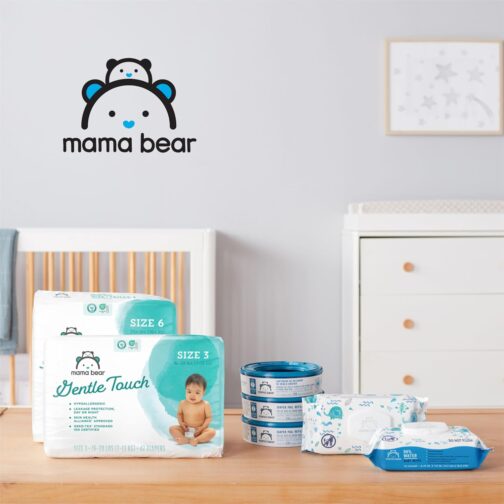 Amazon Brand - Mama Bear Gentle Touch Diapers, Hypoallergenic, Size 4, 148 Count, 4 Packs of 37, White - Image 7