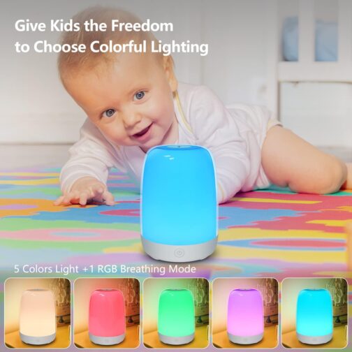 Nursery Night Light for Kids, Baby Night Light with Dimmable Warm Light, 5 Color Changing Light, USB Rechargeable Bedside Night Light Lamp for Breastfeeding, Babies and Toddlers Bedrooms - Image 3