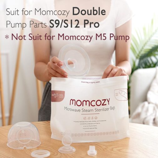 Momcozy Larger Microwave Steam Sterilizer Bags, 8 Count Travel Sterilizer Bags for Breast Pump Parts/Baby Bottle, 20 Uses Per Bag, Breastpump Accessories for Momcozy S9 Pro/S12 Pro/V1/V2, NOT for M5 - Image 3