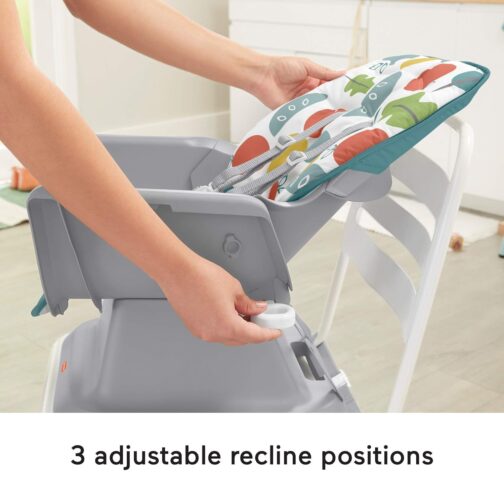 Fisher-Price Baby to Toddler High Chair SpaceSaver Simple Clean Portable Dining Seat & Booster with Washable Deep Tray & Liner, Pearfection - Image 4