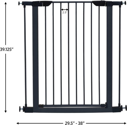 MidWest Homes for Pets 39 Inches Tall Walk-Though Steel Pet Gate, Pressure Mounted Dog Gate Measures 29 - 38 Inches Wide & Includes two 3-Inch-Wide Extensions, Graphite - Image 5