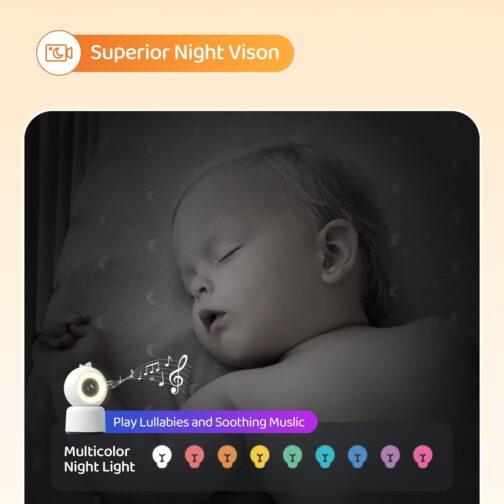 Smart Baby Monitor with Camera and Audio including 32GB TF Card,2K HD Secure WiFi Smartphone Baby Monitors with App, 2-Way Talk, Super Night Vision, Humidity & Temperature Sensor, Cry Detection - Image 3