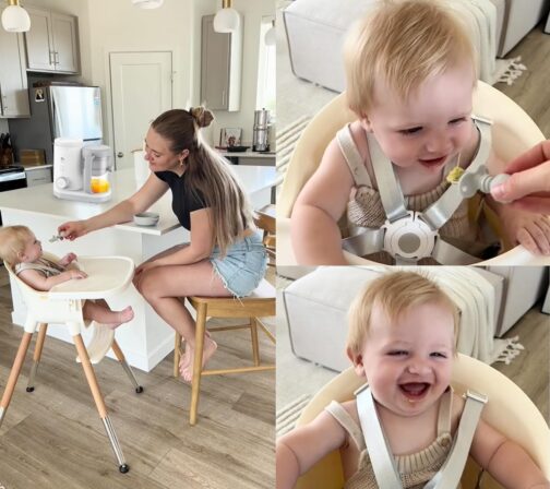 Bellababy Baby High Chair, Classic Wooden Baby High Chair for Babies & Toddlers, 5-Point Harness, Removable Tray, Ergonomic Seat Back, Easy to Assemble and clean, Lightweight, White - Image 2