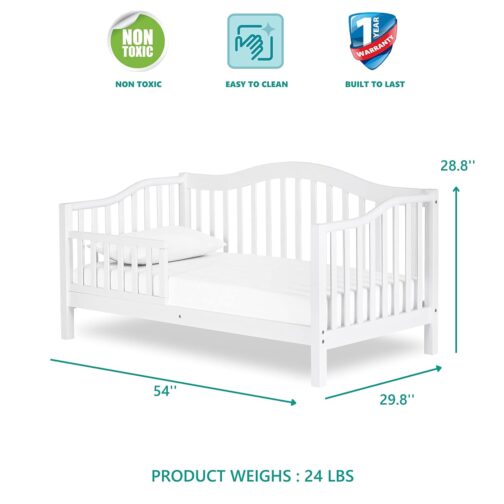 Austin Toddler Day Bed in White, Greenguard Gold Certified 54x30x29 Inch (Pack of 1) - Image 3