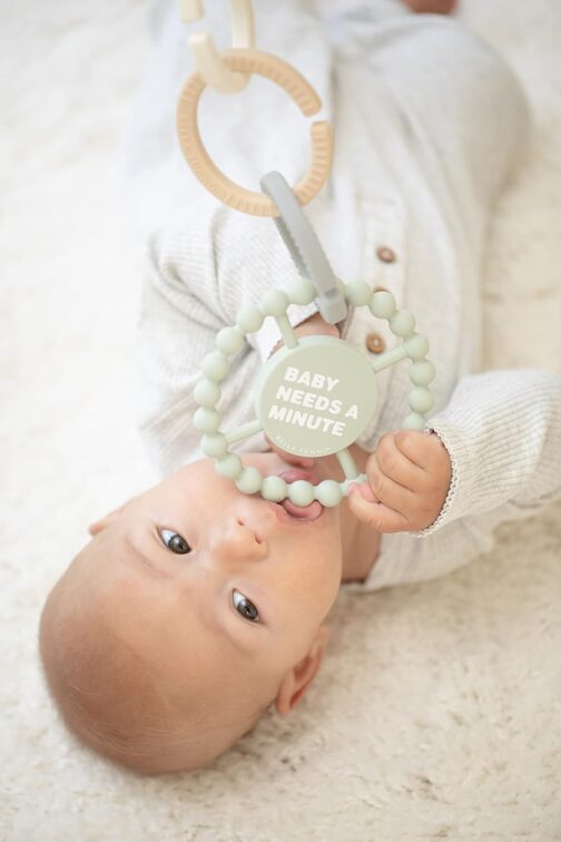 Bella Tunno Happy Teether – Soft & Easy Grip Baby Teether Toy, Silicone Teether Ring to Help Soothe Gums, Non-Toxic and BPA Free, Baby Needs a Minute - Image 2