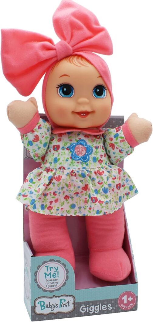 Baby's First Giggles Baby Doll Toy with Floral Top, Plastic, Washable Surface, Life-Like' Feel, for All Ages