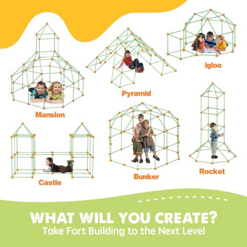 Tiny Land Fort Building Kit Creative Fort Indoor Outdoor for 5,6,7,8 Years Old Boys and Girls STEM Building Toys with Storage Bag DIY Castles Tunnels with 86 Rods and 44 Balls - Image 4