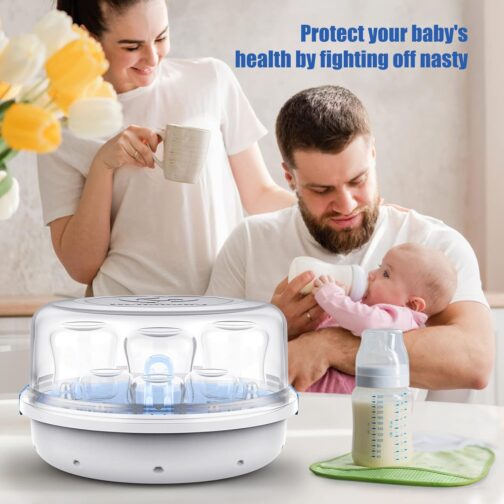 Bellababy Baby Bottle sterilizer Microwave Steam Sterilizer for Baby Bottles, Pacifier, Breast Pumps Accessories, Large Capacity, 99.99% Disinfection in 2 Mins - Image 4