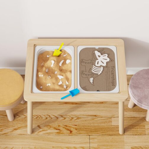 Sensory Table, Kids Activity Table, Wooden Play Table with Bins, Montessori Table, Chalk Board and Whiteboard - Image 3