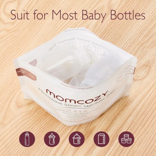 Momcozy Larger Microwave Steam Sterilizer Bags, 8 Count Travel Sterilizer Bags for Breast Pump Parts/Baby Bottle, 20 Uses Per Bag, Breastpump Accessories for Momcozy S9 Pro/S12 Pro/V1/V2, NOT for M5 - Image 2