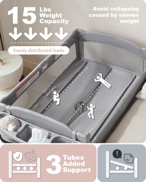 Baby 4 in 1 Bassinet Bedside Sleeper, Baby Bedside Crib Sleeper, Playard, Portable Diaper Changing Table, Baby Bassinet for Newborn Baby - Image 3