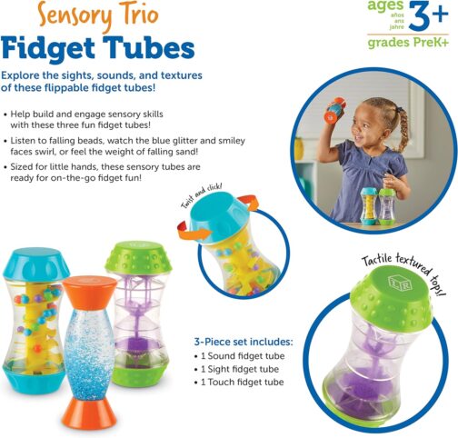 Learning Resources Sensory Trio Fidget Tubes, 3 Pieces, Ages 3+, fine Motor Skills, Sensory Toys for Toddlers,Children, Speech Therapy Materials, Fidget Toys, Sensory Tubes - Image 5