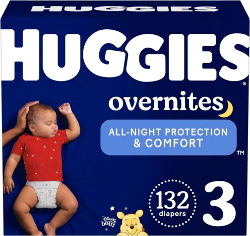 Huggies Size 3 Overnites Baby Diapers Overnight Diapers, Size 3 (16-28 lbs), 132 Ct (2 Packs of 66)