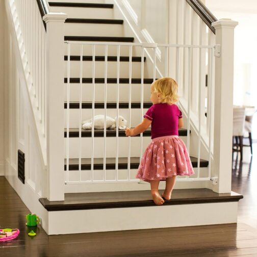 Munchkin® Extending XL™ Tall and Wide Baby Gate, Hardware Mounted Safety Gate for Stairs, Hallways and Doors, Extends 33" - 56" Wide, Metal, White - Image 2